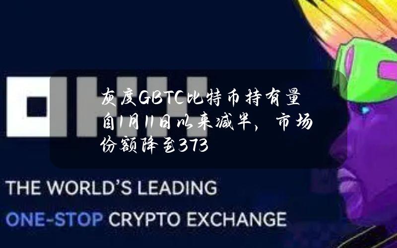 灰度GBTC比特币持有量自1月11日以来减半，市场份额降至37.3%