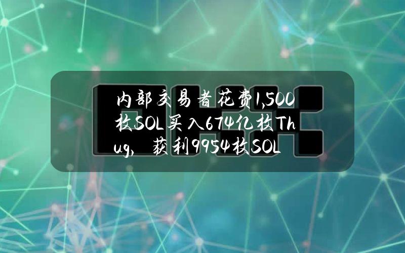 内部交易者花费1,500枚SOL买入6.74亿枚Thug，获利9954枚SOL