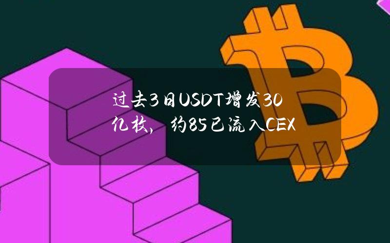 过去3日USDT增发30亿枚，约85%已流入CEX