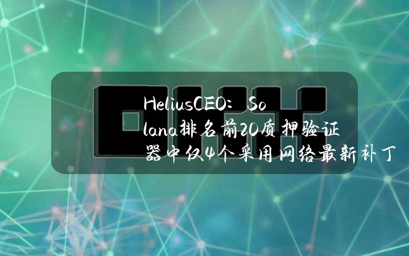 HeliusCEO：Solana排名前20质押验证器中仅4个采用网络最新补丁