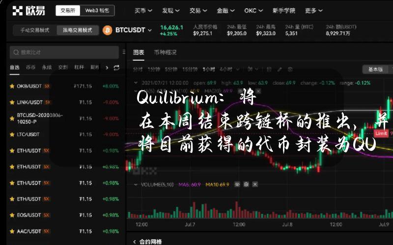 Quilibrium：将在本周结束跨链桥的推出，并将目前获得的代币封装为QUIL