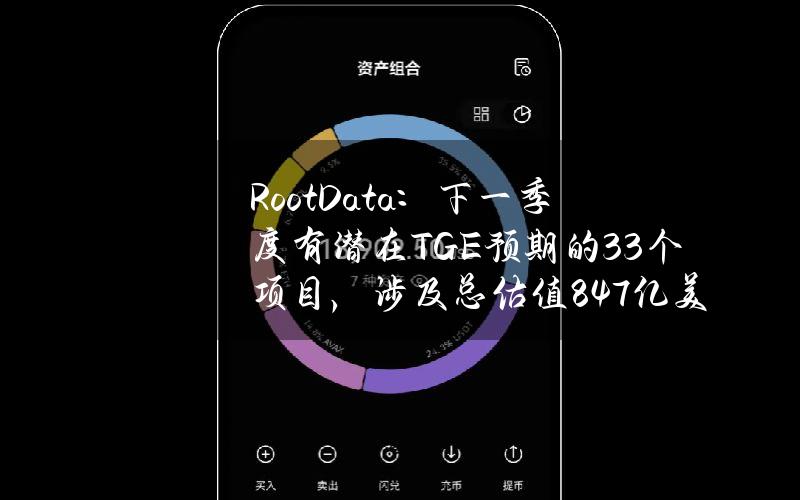 RootData：下一季度有潜在TGE预期的33个项目，涉及总估值84.7亿美元